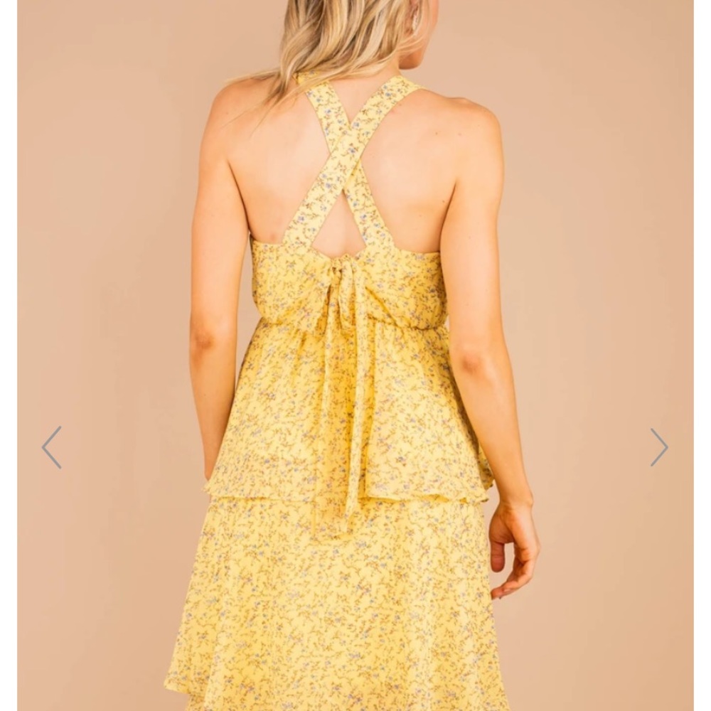 NWOT Midi Yellow Tiered Shop the Mint Dress - Picture 2 of 9